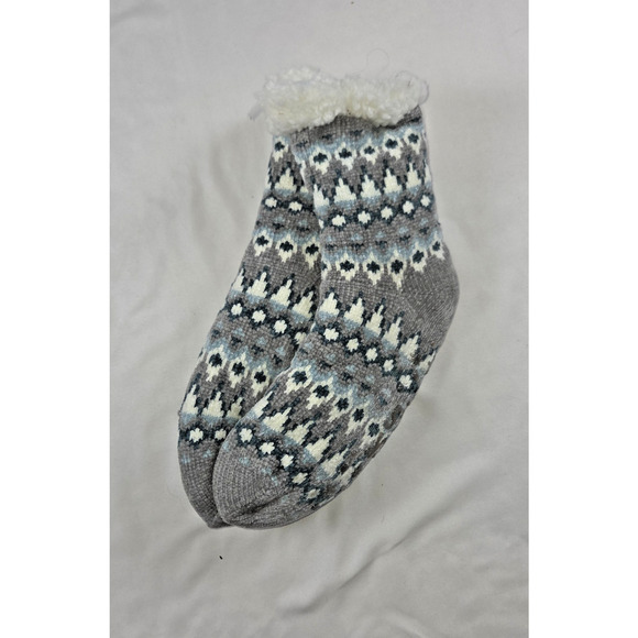 Women’s Non-Slip Slipper Socks – Nordic Knit + Cream Fuzzy Pair-Size M - Picture 4 of 5